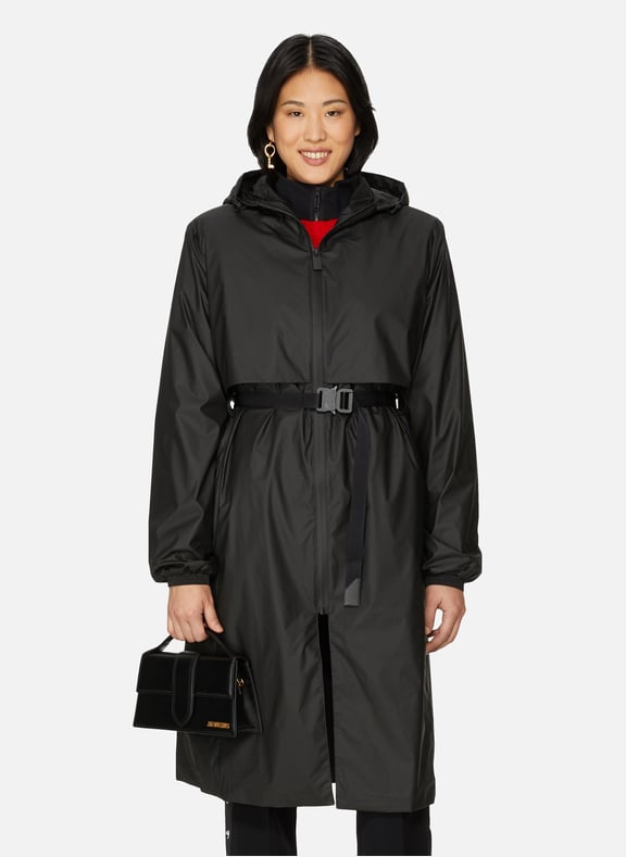 Black Nylon Trench coat with hood