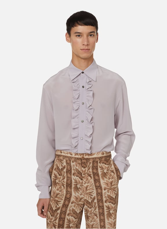 Ruffled silk shirt Purple by 73 LONDON 73 LONDON Ruffled silk shirt Purple