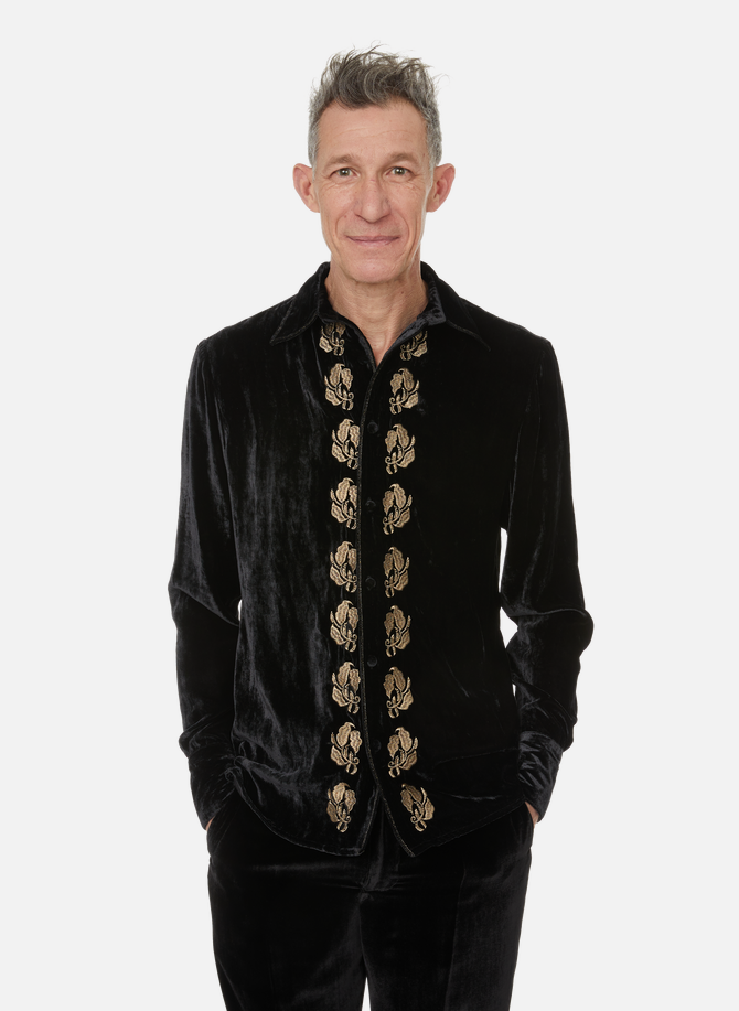 Velour shirt with embroidery 73 LONDON