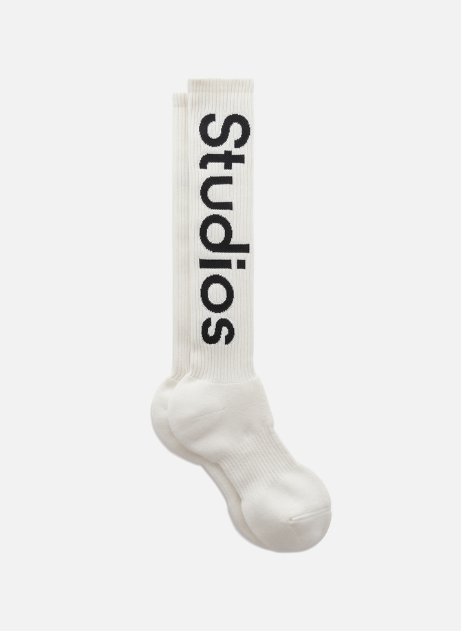 Logo mid-high stretch cotton socks ACNE STUDIOS