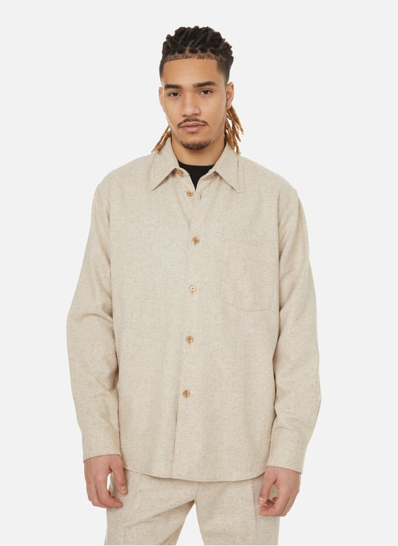 Wool-blend marl shirt Beige by ACNE STUDIOS ACNE STUDIOS Wool-blend marl shirt Beige