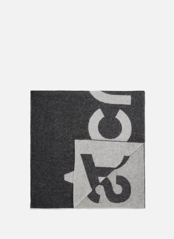 Logo wool scarf Black by ACNE STUDIOS ACNE STUDIOS Logo wool scarf Black