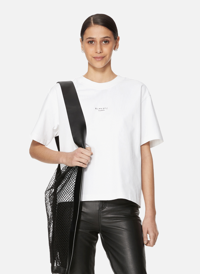 Cotton T-shirt with inverted logo ACNE STUDIOS