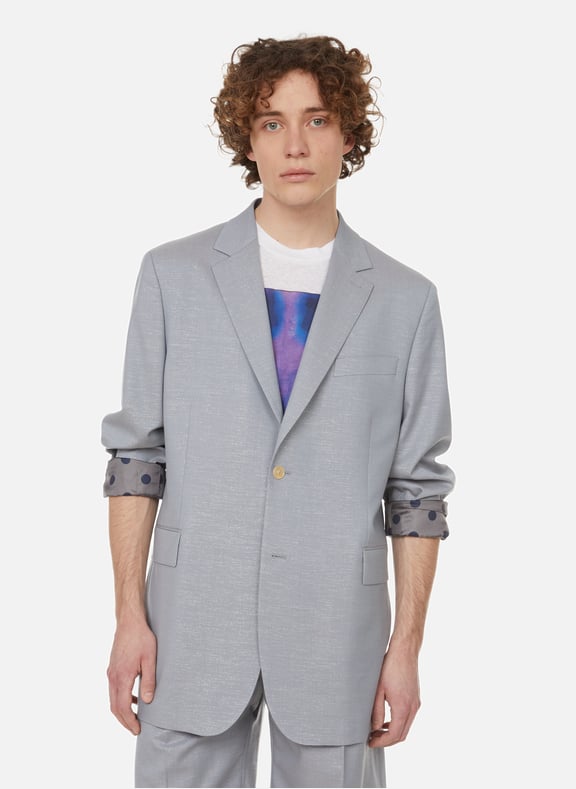Wool suit jacket with mixed metallic fibres Blue by ACNE STUDIOS ACNE STUDIOS Wool suit jacket with mixed metallic fibres Blue