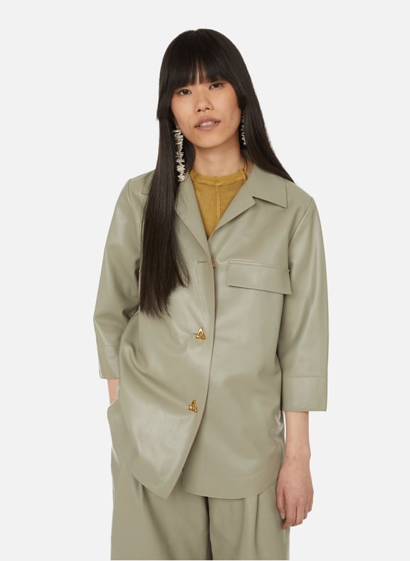 Short-sleeved leather shirt Green by AERON AERON Short-sleeved leather shirt Green