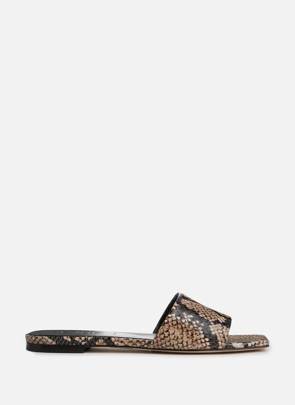 Python-embossed nappa leather mules Brown by AEYDE AEYDE Python-embossed nappa leather mules Brown