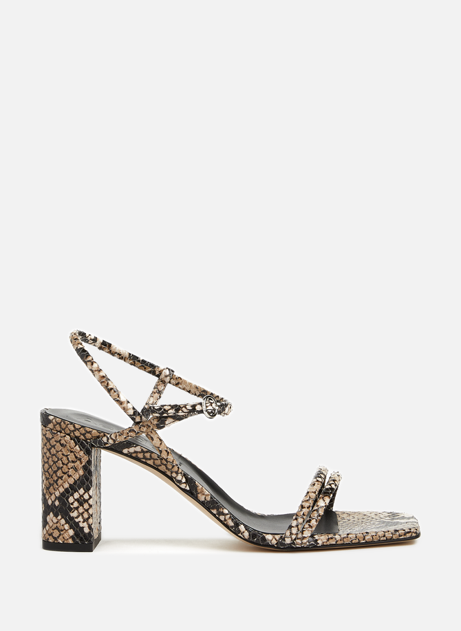 Embossed leather square toe sandals AEYDE