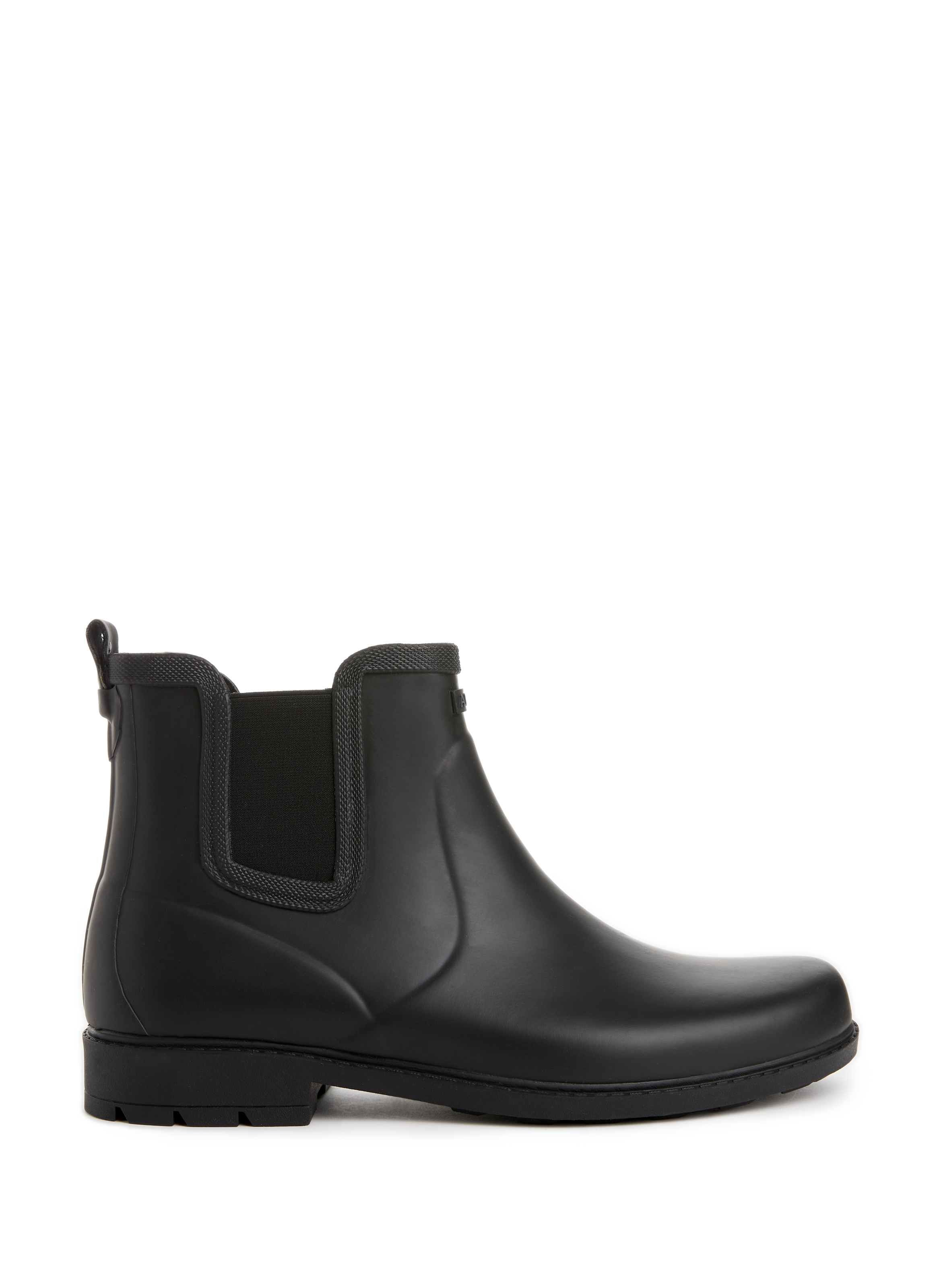 black rubber ankle rain boots