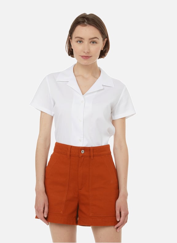 Organic cotton and Tencel short-sleeved shirt White by AIGLE AIGLE Organic cotton and Tencel short-sleeved shirt White
