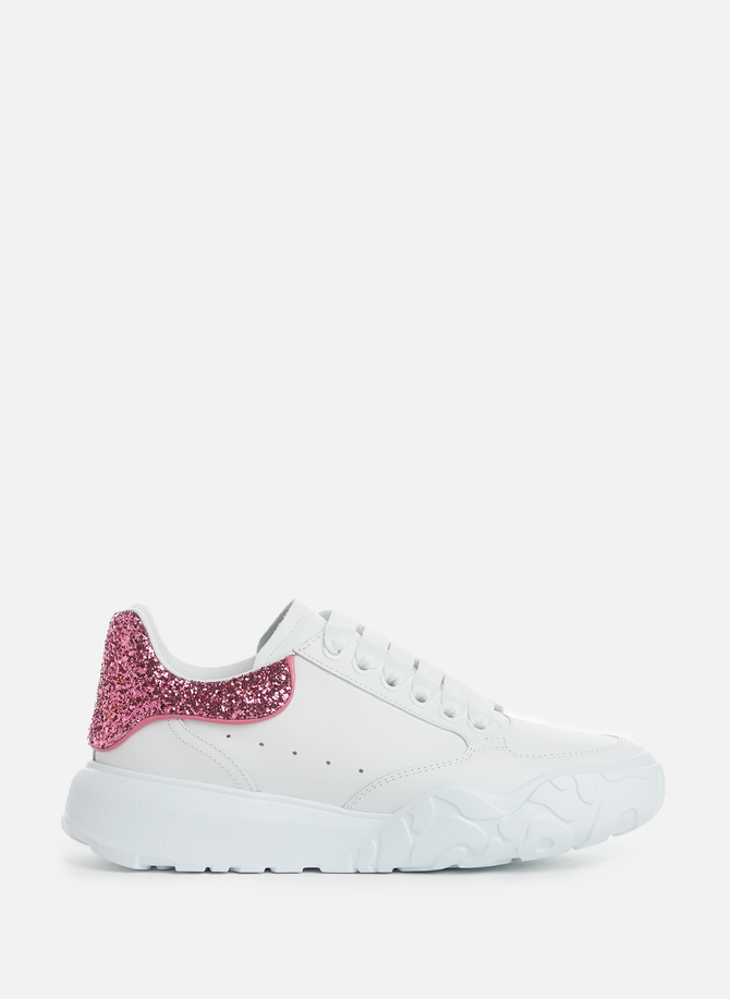 Court glitter-embellished leather sneakers ALEXANDER MCQUEEN