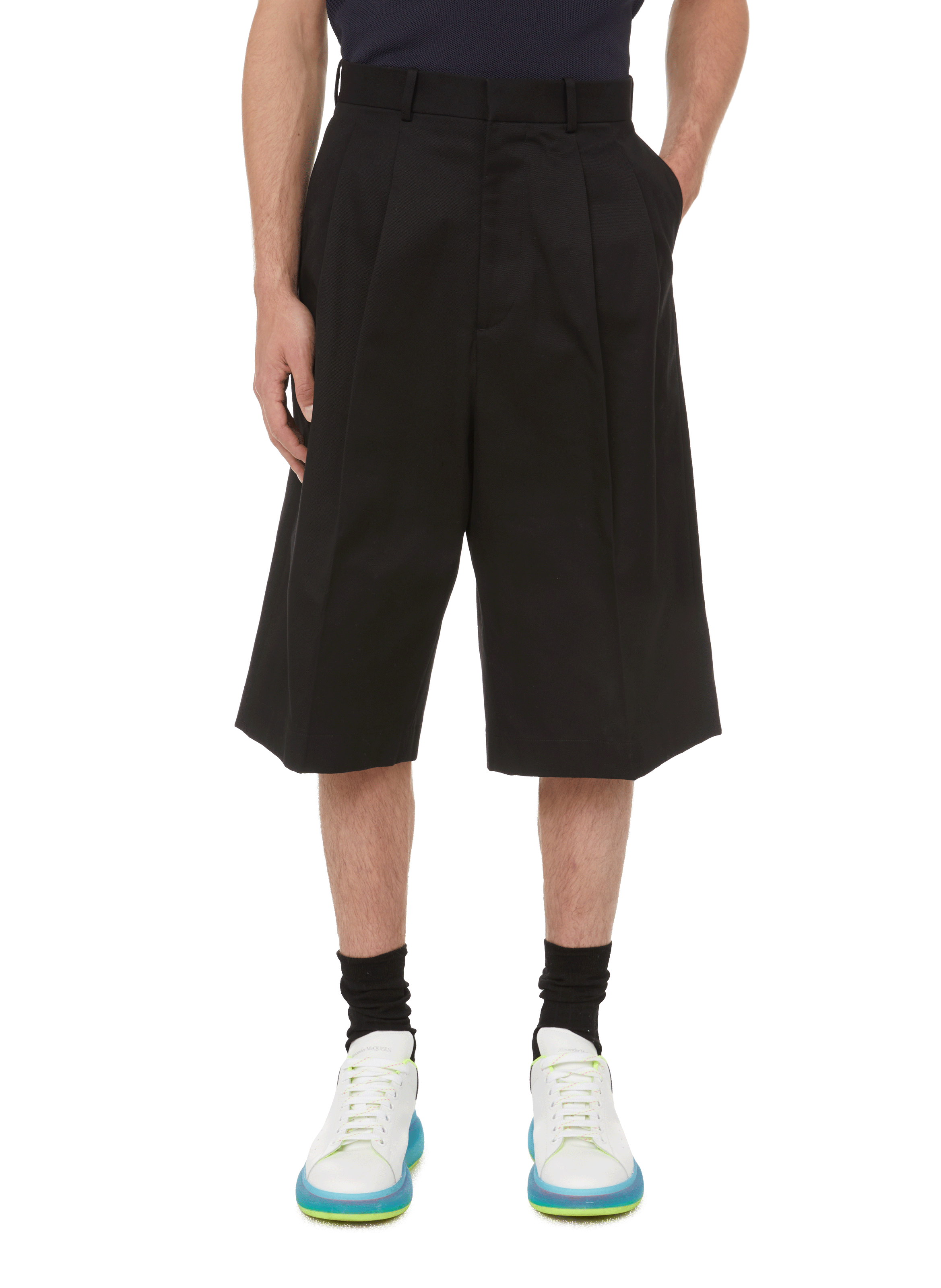 Mens Clothing Shorts Bermuda shorts Alexander McQueen Cotton Logo-print Bermuda Shorts in Black for Men 