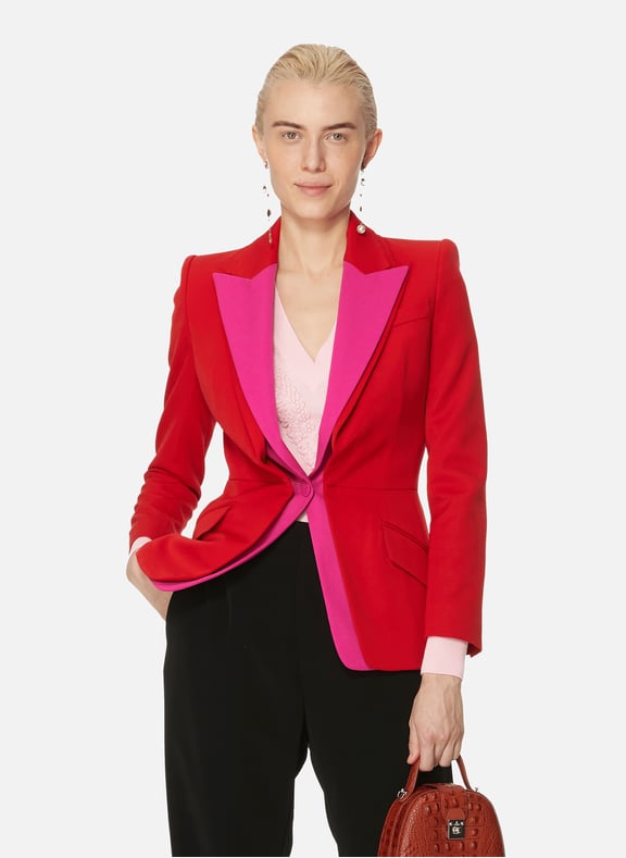 Double-breasted wool and silk blazer Red by ALEXANDER MCQUEEN ALEXANDER MCQUEEN Double-breasted wool and silk blazer Red