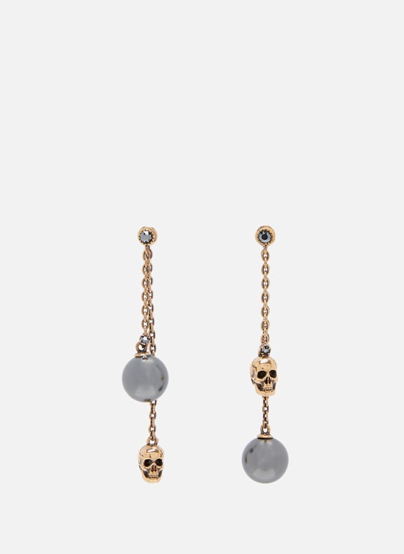 Skull chain earrings in the shape of a pearl Golden by ALEXANDER MCQUEEN ALEXANDER MCQUEEN Skull chain earrings in the shape of a pearl Golden