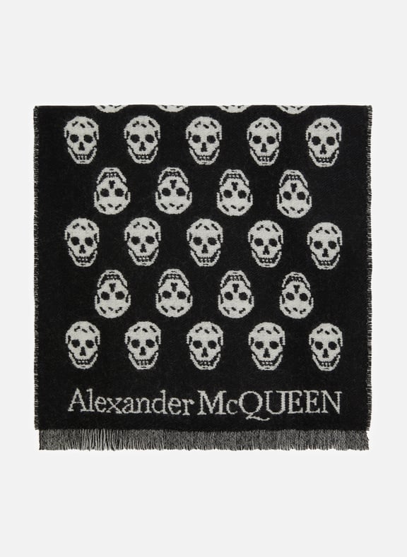 Skull wool scarf Black by ALEXANDER MCQUEEN ALEXANDER MCQUEEN Skull wool scarf Black
