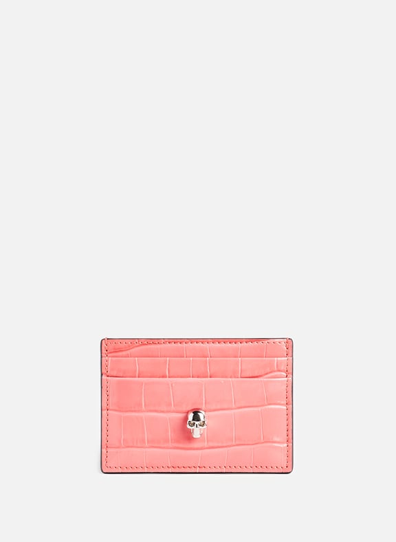 Skull leather card holder Pink by ALEXANDER MCQUEEN ALEXANDER MCQUEEN Skull leather card holder Pink