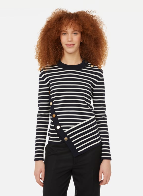 Asymmetric wool striped jumper Blue by ALEXANDER MCQUEEN ALEXANDER MCQUEEN Asymmetric wool striped jumper Blue