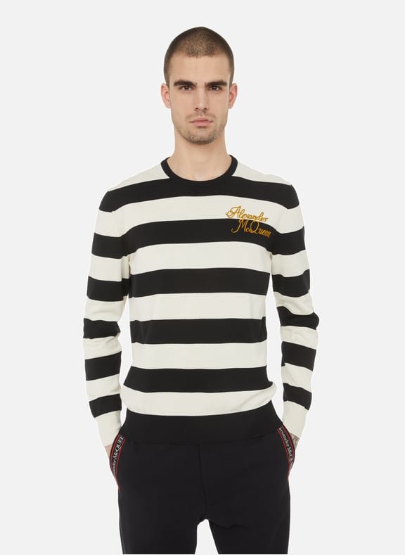 Striped cotton jumper Black by ALEXANDER MCQUEEN ALEXANDER MCQUEEN Striped cotton jumper Black