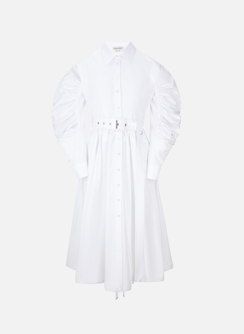 Robe-chemise en popeline de coton WhiteALEXANDER MCQUEEN 