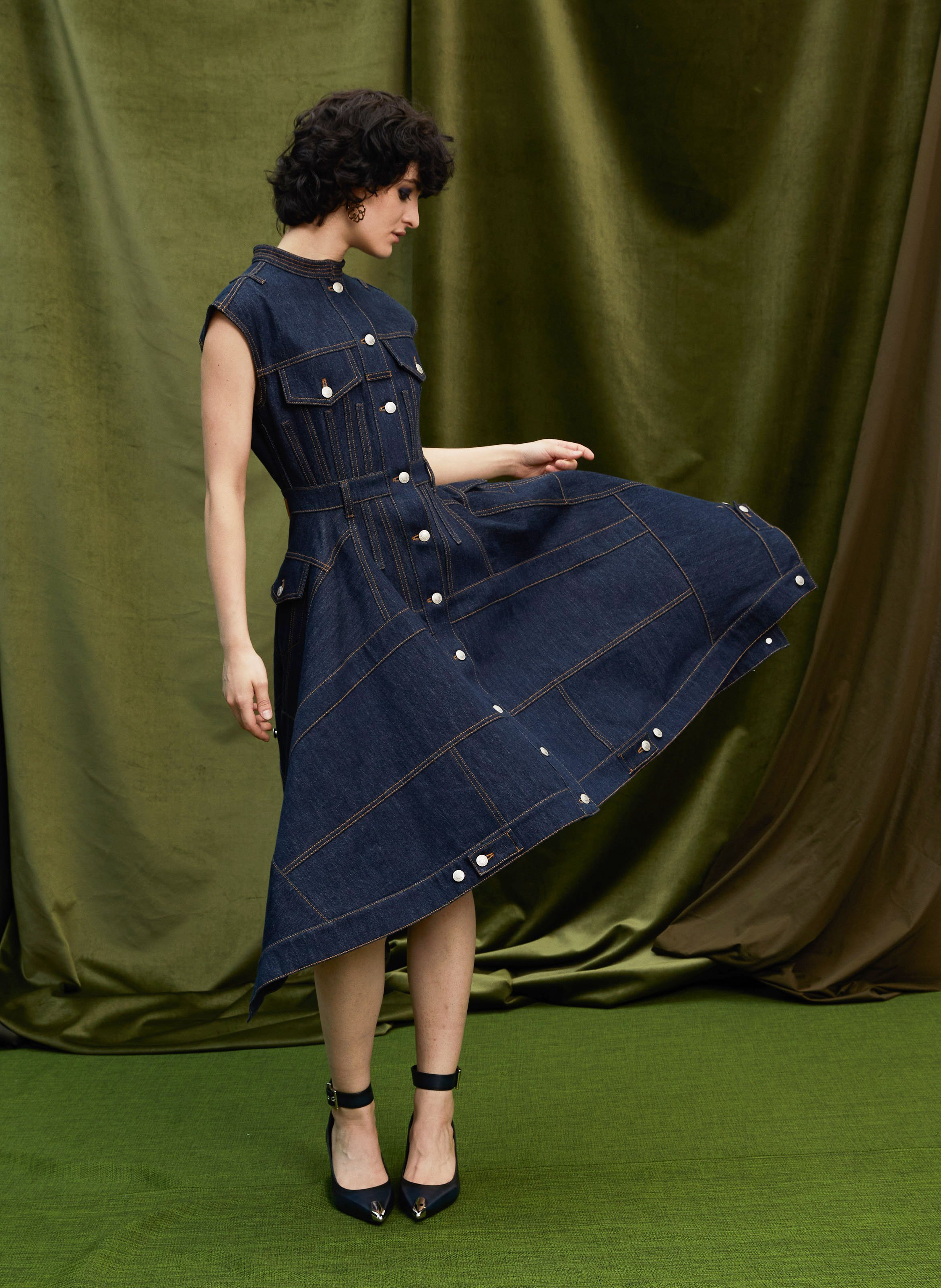 DENIM MIDI DRESS ALEXANDER MCQUEEN for WOMEN