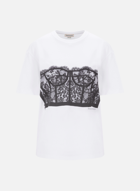 T-shirt avec corset en dentelle WhiteALEXANDER MCQUEEN 
