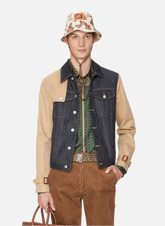 Hybrid Blue Cotton Denim Jacket Blue by ALEXANDER MCQUEEN ALEXANDER MCQUEEN Hybrid Blue Cotton Denim Jacket Blue