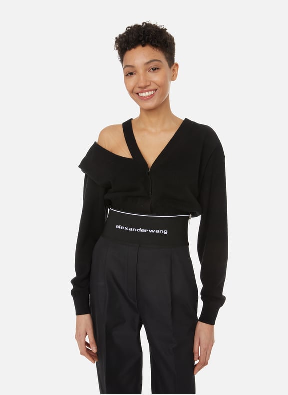 Bi-material cardigan Black by ALEXANDER WANG ALEXANDER WANG Bi-material cardigan Black