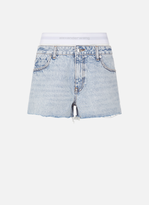 Short sous-vêtement apparent en jean Faded jeansALEXANDER WANG 