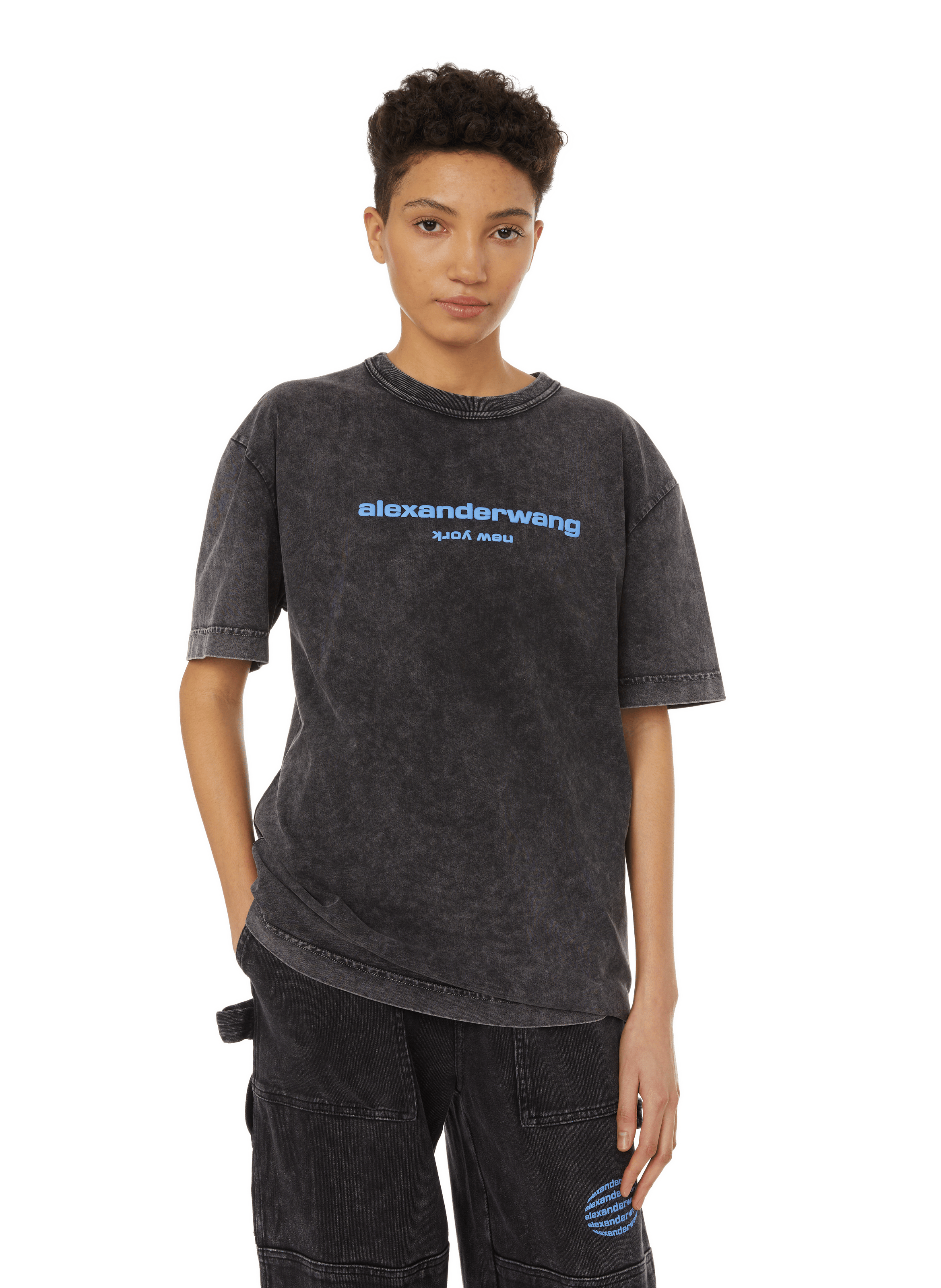 DENIM-EFFECT T-SHIRT - ALEXANDER WANG 