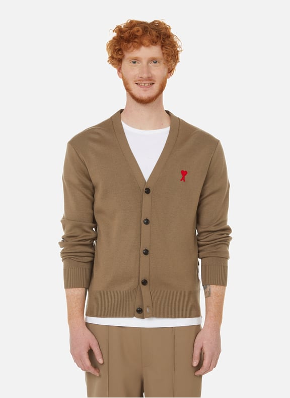 Ami de Coeur wool cardigan Brown by AMI PARIS AMI PARIS Ami de Coeur wool cardigan Brown