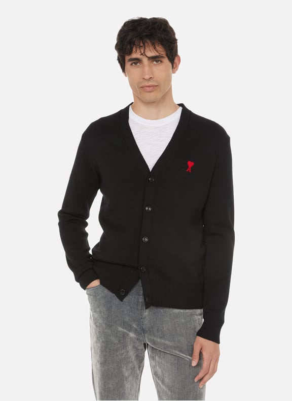 Merino wool cardigan Silver by AMI PARIS AMI PARIS Merino wool cardigan Silver