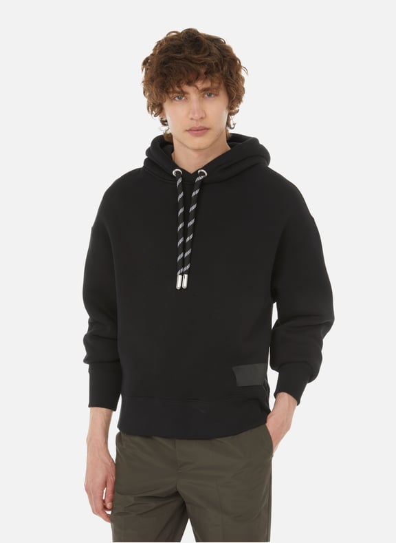 Oversized thick cotton fleece hoodie Black by AMI PARIS AMI PARIS Oversized thick cotton fleece hoodie Black