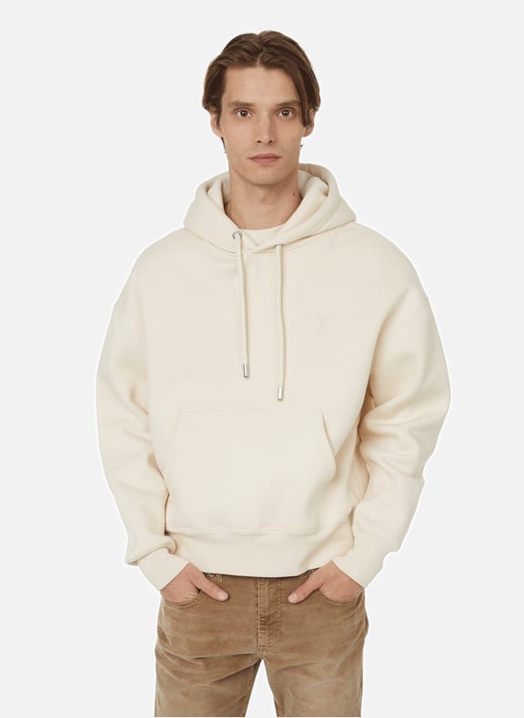 Oversized cotton fleece hoodie Beige by AMI PARIS AMI PARIS Oversized cotton fleece hoodie Beige