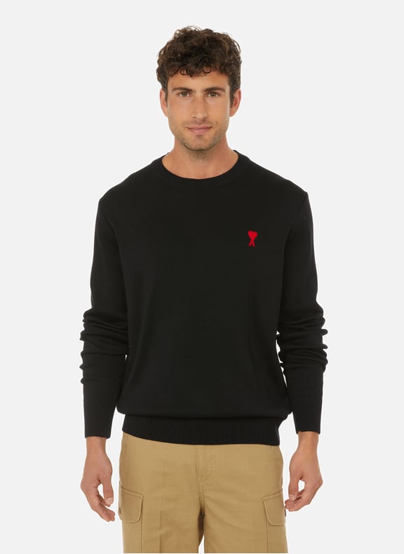 Round-neck wool jumper Silver by AMI PARIS AMI PARIS Round-neck wool jumper Silver