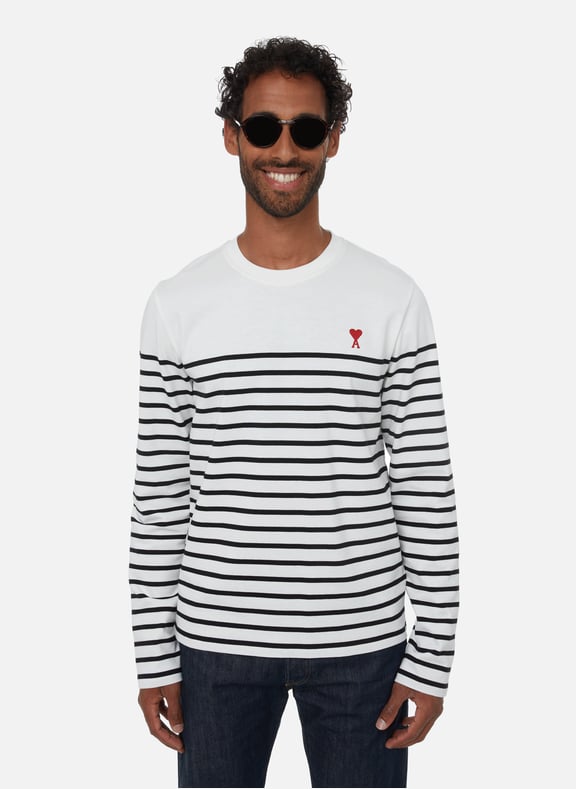Ami de Coeur striped T-shirt White by AMI PARIS AMI PARIS Ami de Coeur striped T-shirt White