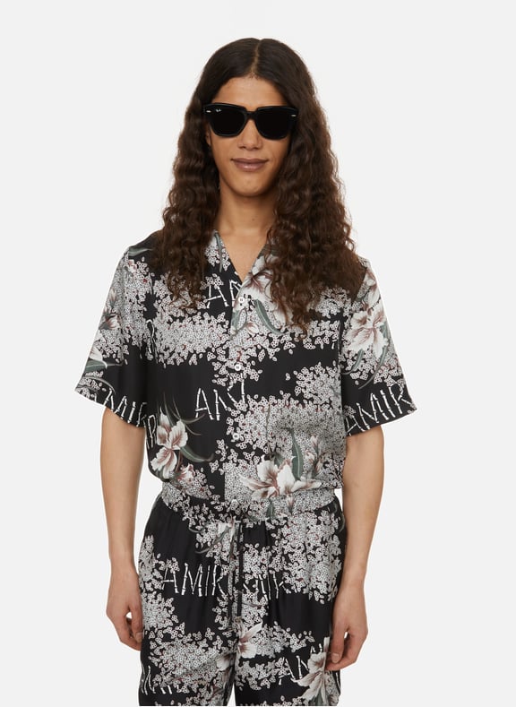 Hibiscus Tiki silk bowling shirt Black by AMIRI AMIRI Hibiscus Tiki silk bowling shirt Black