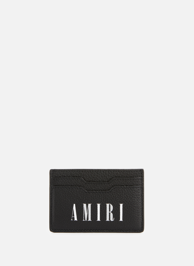 Leather card holder with logo AMIRI