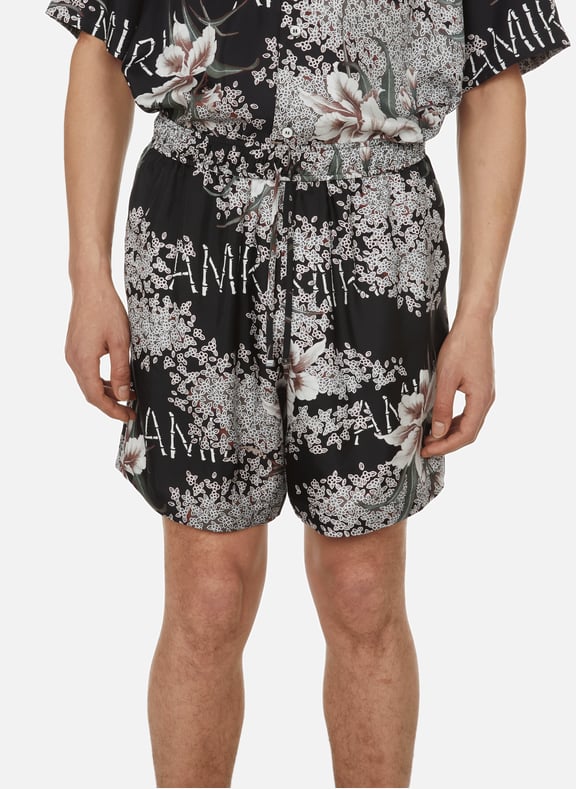 Hibiscus Tiki silk shorts Black by AMIRI AMIRI Hibiscus Tiki silk shorts Black