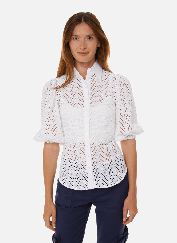 ANNE FONTAINE Embroidered shirt with bow White