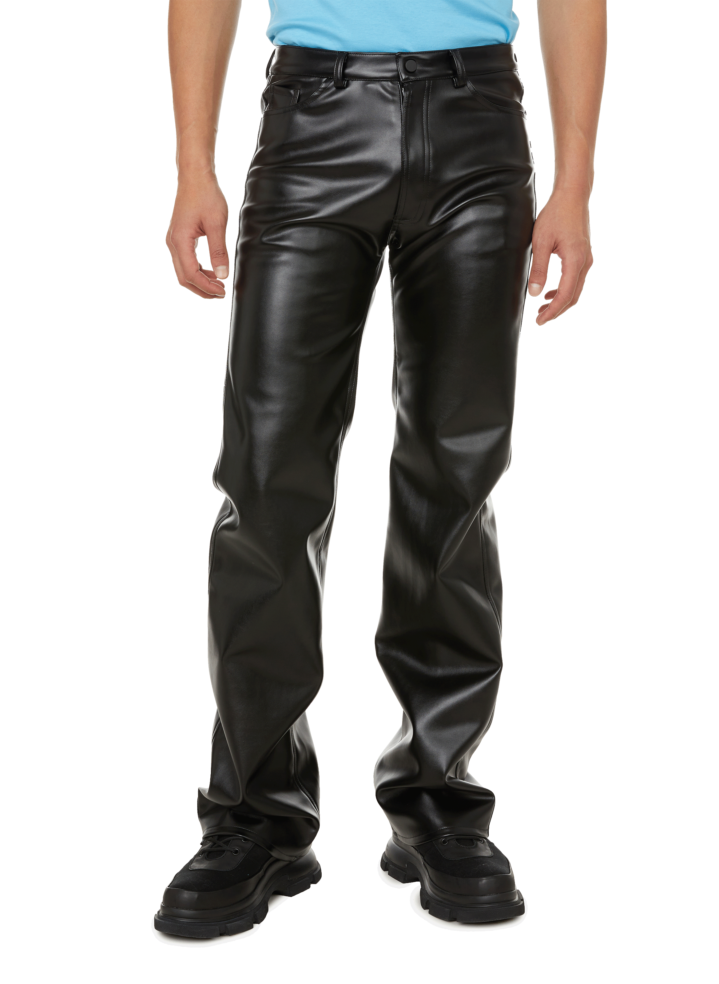 KISS KISS LEATHER-EFFECT TROUSERS 