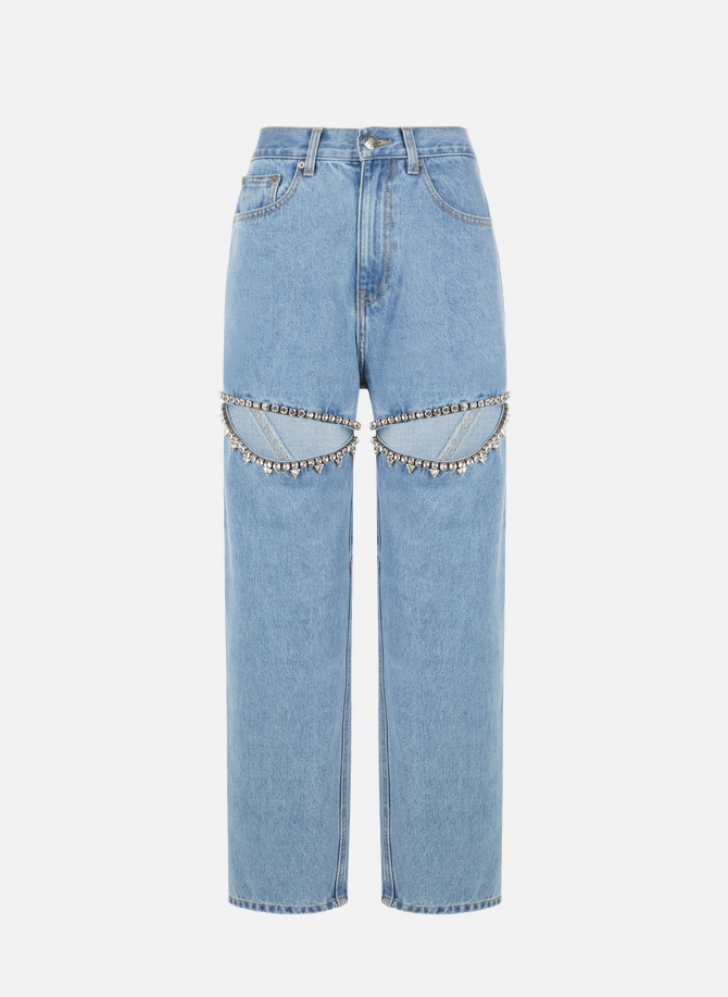 Mom jeans with rhinestone gem details AREA