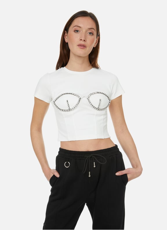 T-shirt with crystals White by AREA AREA T-shirt with crystals White