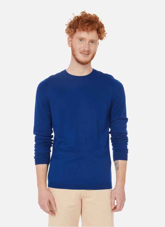 Round-neck wool jumper Blue by AU PRINTEMPS PARIS AU PRINTEMPS PARIS Round-neck wool jumper Blue