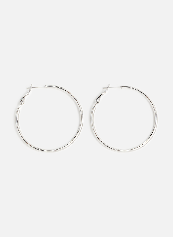 AU PRINTEMPS PARIS Stainless steel hoop earrings Silver