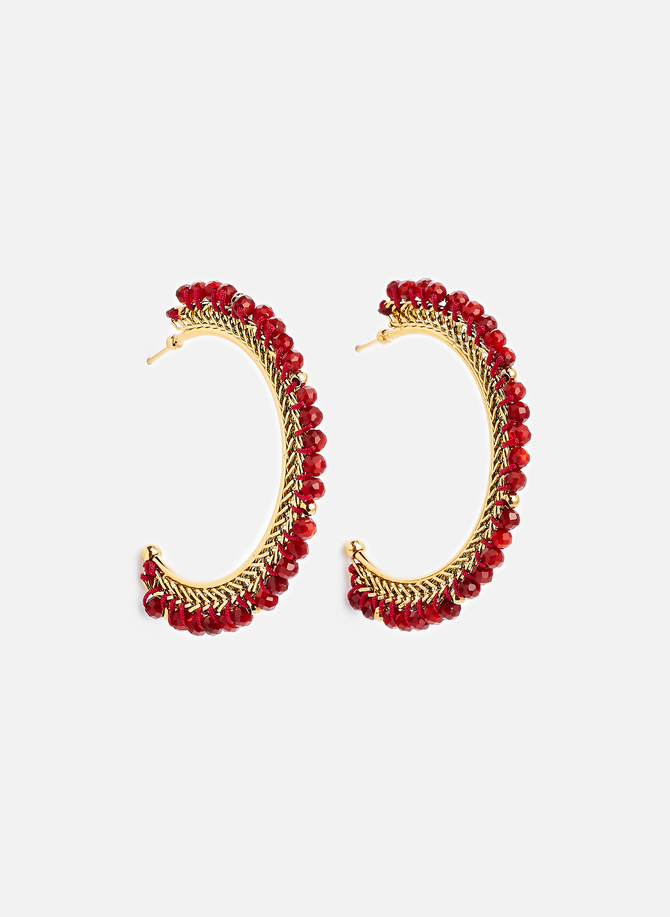 Carnelian gemstone hoop earrings AU PRINTEMPS PARIS