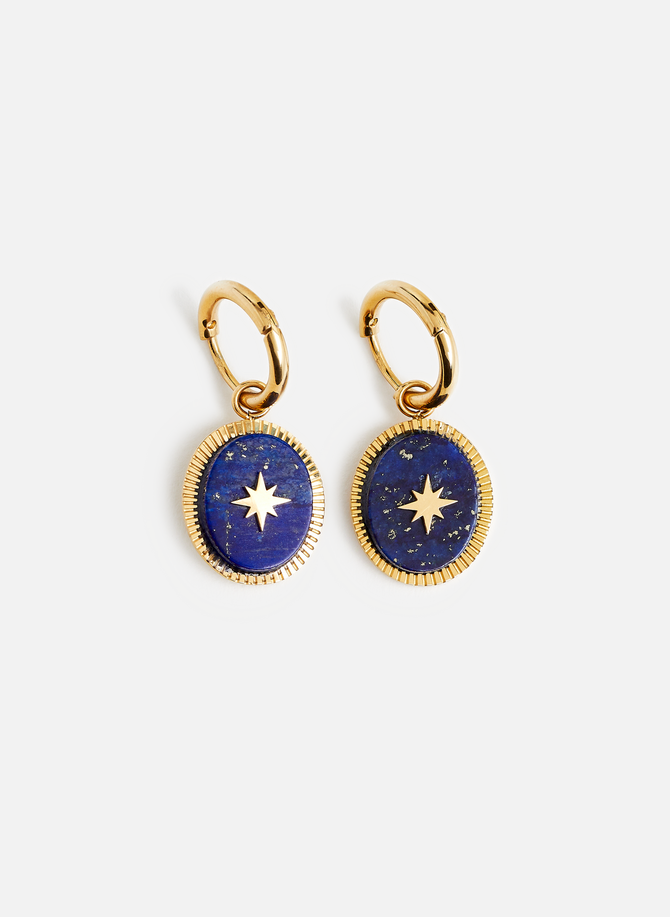 Lapis lazuli gemstone pendant earrings AU PRINTEMPS PARIS