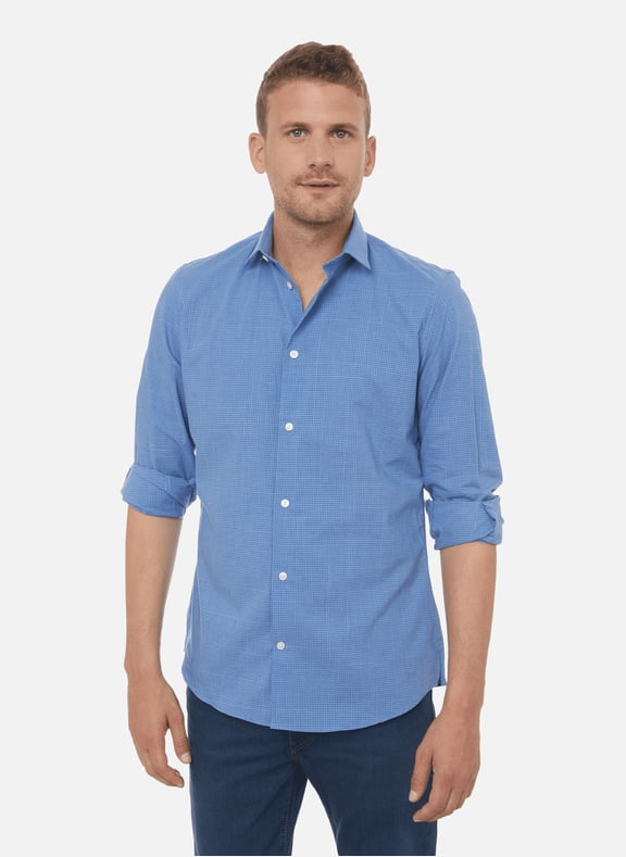 Cotton poplin check shirt Blue by AU PRINTEMPS PARIS AU PRINTEMPS PARIS Cotton poplin check shirt Blue