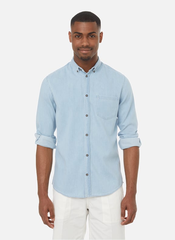 Cotton denim shirt Blue by AU PRINTEMPS PARIS AU PRINTEMPS PARIS Cotton denim shirt Blue