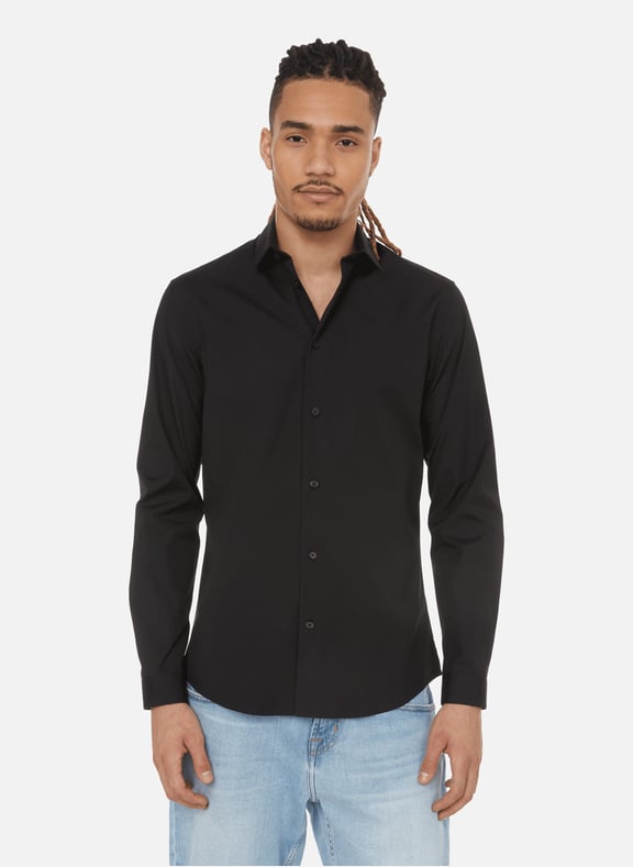Cotton poplin shirt Black by AU PRINTEMPS PARIS AU PRINTEMPS PARIS Cotton poplin shirt Black