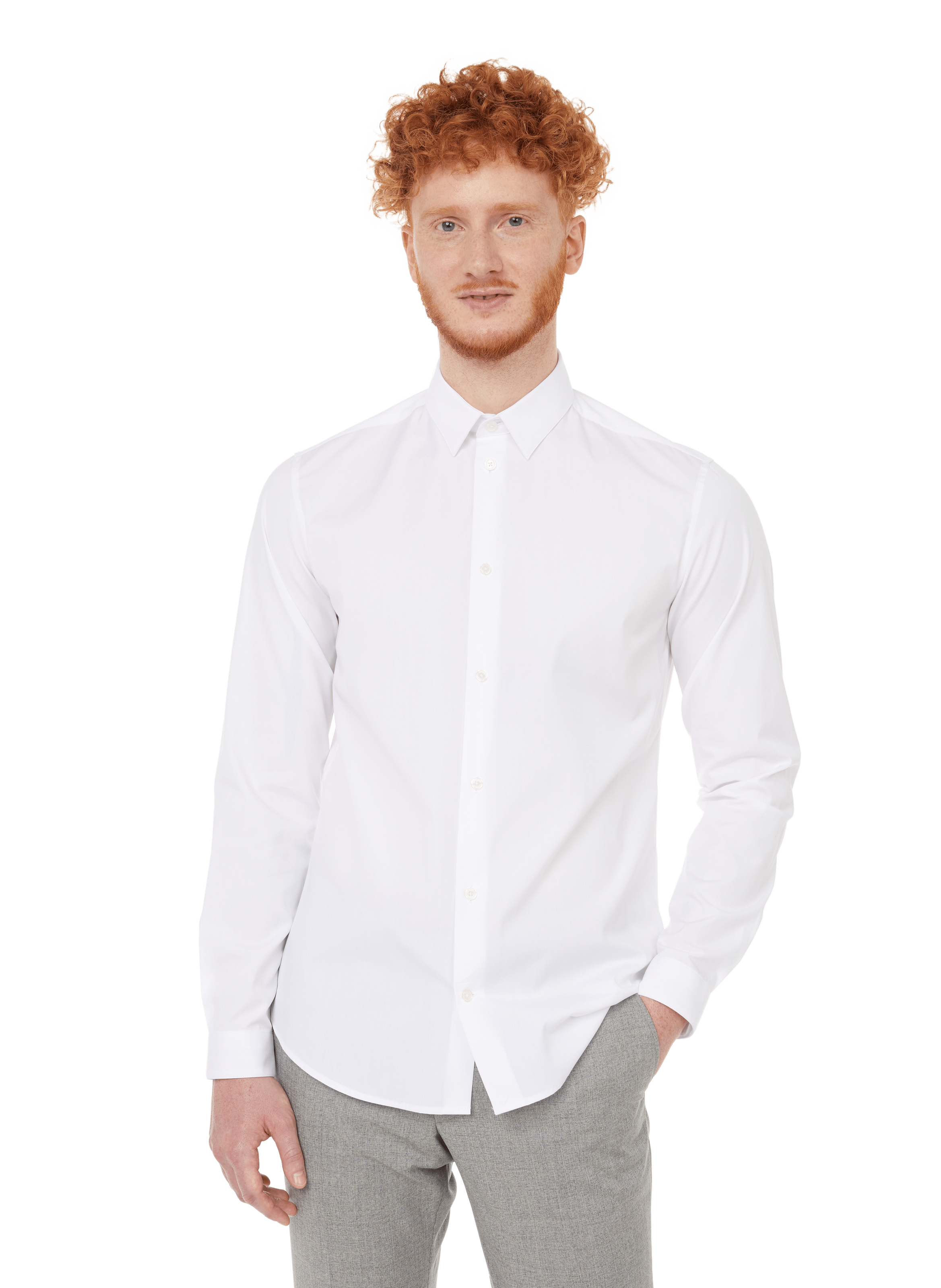 AU PRINTEMPS PARIS Long-sleeved Cotton Piqué Shirt in White for Men Mens Shirts AU PRINTEMPS PARIS Shirts 