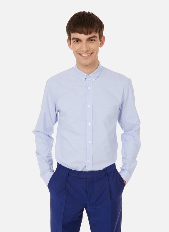 AU PRINTEMPS PARIS Slim-fit cotton shirt Blue